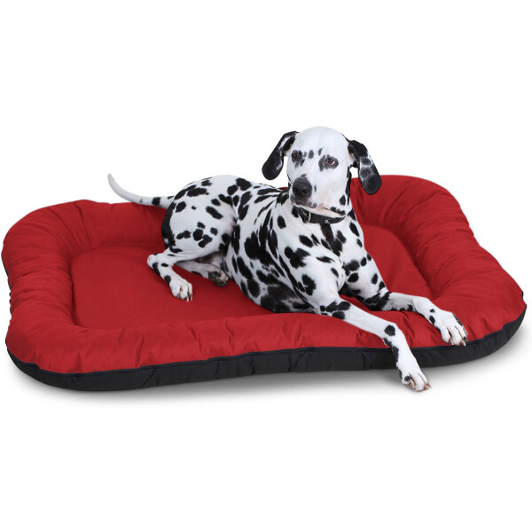 Knuffelwuff Lucky Panier pour chien pour lintérieur et lextérieur en nylon, résistant à leau L 70 x 46cm rouge